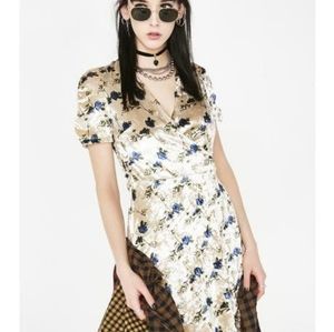 Current mood velvet floral wrap dress